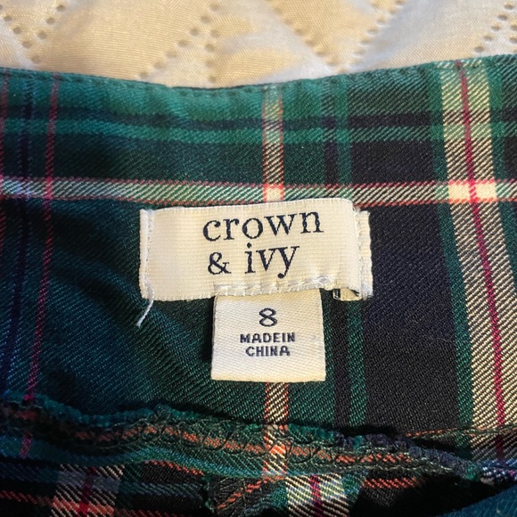 Crown & Ivy size 8 Women's Green Plaid Pants - Picture 4 of 8